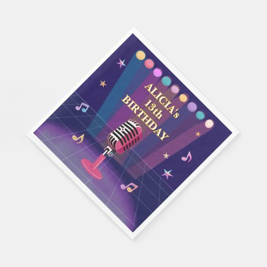 Pop zangeres Karaoke speelt verjaardagsmeisje Servet (Hoek)