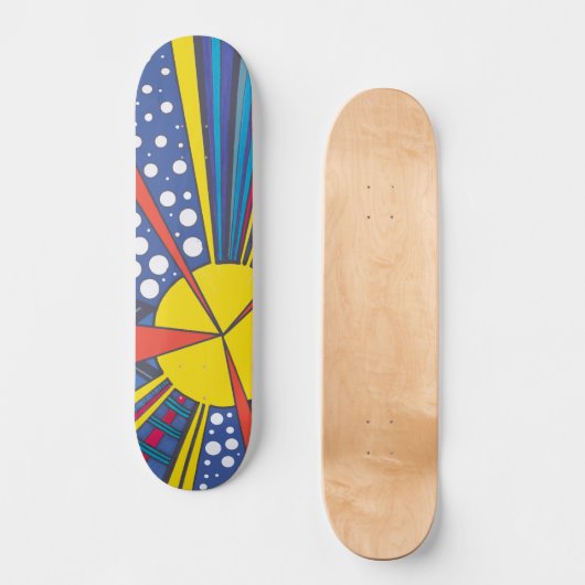 Pop zonnebrand, abstracte heldere kosmische strale persoonlijk skateboard (Voorkant)