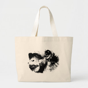 Pop zwart-wit grote tote bag