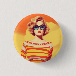 Popart-badge, knop, speld. Retro geïnspireerde bad Ronde Button 3,2 Cm