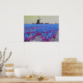 Popart Blue Tulips Windmills Landschap Poster (Keuken)
