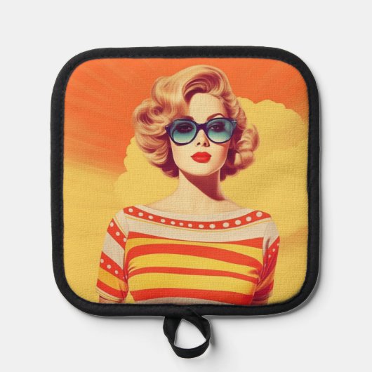 Popart keukenaccessoire, Retro geïnspireerd Pannenlap (Voorkant)