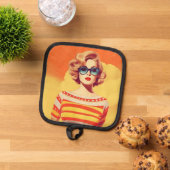 Popart keukenaccessoire, Retro geïnspireerd Pannenlap (Top down)