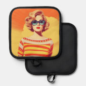 Popart keukenaccessoire, Retro geïnspireerd Pannenlap (Voorkant / Achterkant)