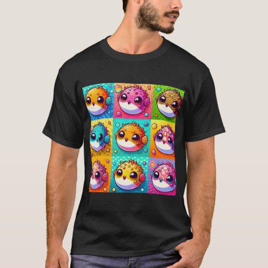 popart kogelvis t-shirt (Voorkant)