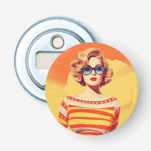 Popart-magneet, Retro geïnspireerd, Button Flesopener