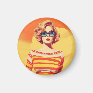 Popart-magneet, Retro geïnspireerde badge, Magneet