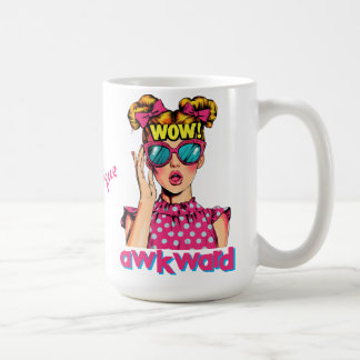 Popart meisje zegt "WOW onhandig" Koffiemok