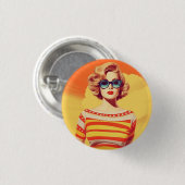 Popart ontwerp, Retro geïnspireerd Ronde Button 3,2 Cm (Voorkant /achterkant)
