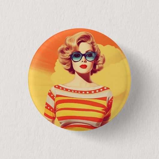 Popart ontwerp, Retro geïnspireerd Ronde Button 3,2 Cm (Voorkant)