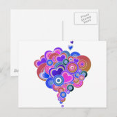 PopArt Paarse harten Briefkaart (Voorkant / Achterkant)