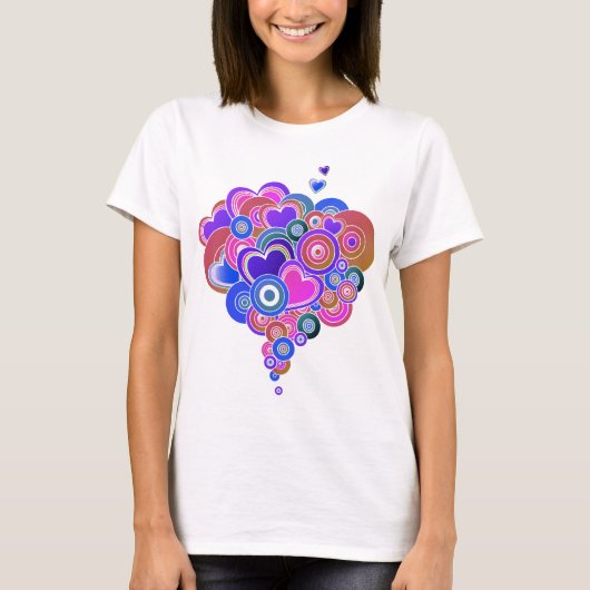 PopArt Paarse harten T-shirt (Voorkant)