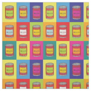 Popart patroon van ingeblikte gebakken bonen Retro Stof