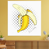 Popart Peeling Banaan Fruit op Halftone Stippen Canvas Afdruk (Insitu (Woonkamer))