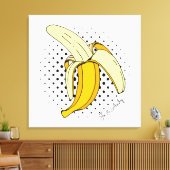 Popart Pellen Banaan Fruit op Halftone Stippen Canvas Afdruk (Insitu (Woonkamer))