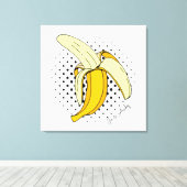 Popart Pellen Banaan Fruit op Halftone Stippen Canvas Afdruk (Insitu (Houten vloer))