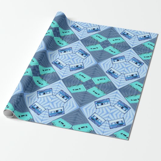PopArt Polka Dot Cassettes - Blauwpapier voor het  Cadeaupapier (Uitgerold)