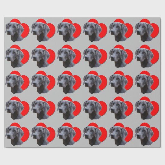 PopArt Red Heart Weimaraner Mouse Gray Love   Cadeaupapier (Vlak)