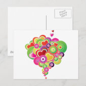 PopArt roze en groene harten Briefkaart (Voorkant / Achterkant)