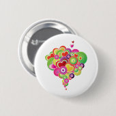PopArt roze en groene harten Ronde Button 5,7 Cm (Voorkant /achterkant)