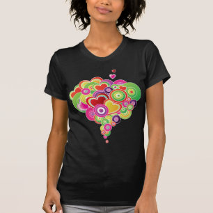 PopArt roze en groene harten T-shirt