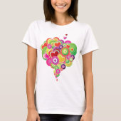 PopArt roze en groene harten T-shirt (Voorkant)