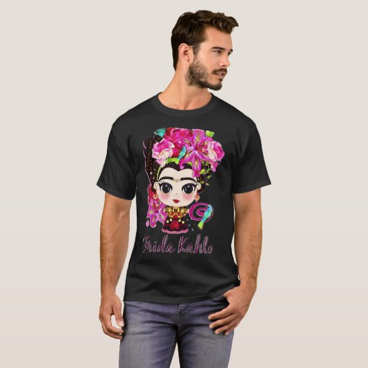 Popart schilder roken Frida kahlo art flower gift T-shirt (Voorkant volledig)
