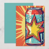 Popart stijl blikje frisdrank, prikdrank, kaart (Voorkant / Achterkant)