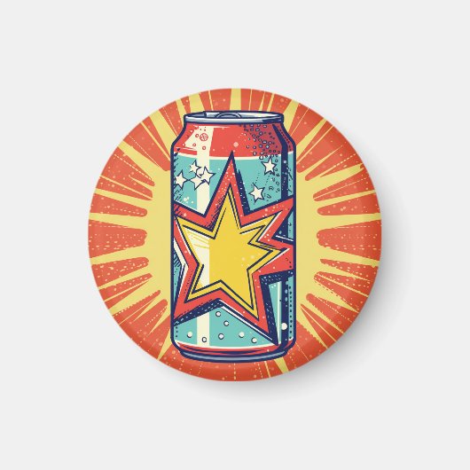 Popart stijl blikje frisdrank, prikdrank, magneet (Voorkant)