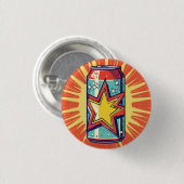 Popart stijl blikje frisdrank, prikdrank, speld, b ronde button 3,2 cm (Voorkant /achterkant)