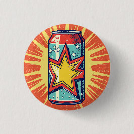 Popart stijl blikje frisdrank, prikdrank, speld, b ronde button 3,2 cm