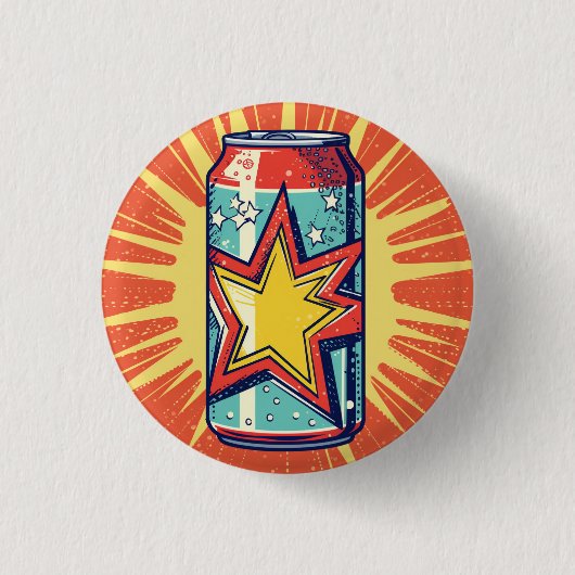 Popart stijl blikje frisdrank, prikdrank, speld, b ronde button 3,2 cm (Voorkant)