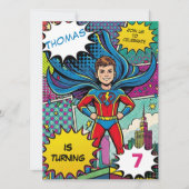 Popart stripheld superjongen verjaardag kaart (Voorkant)