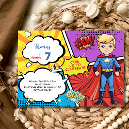 Popart stripheld superjongen verjaardag kaart