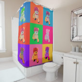 Popart Teddy Andy Douchegordijn (In situ)