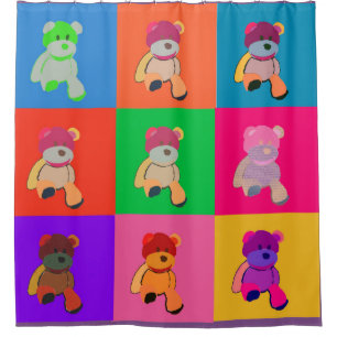 Popart Teddy Andy Douchegordijn