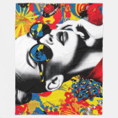 Popart vrouw met zonnebril fleece deken (Voorkant)