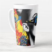 Popart vrouw met zonnebril latte mok (Linkerhoek)