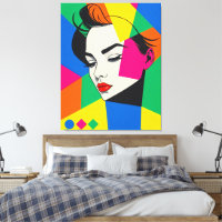 Popart Vrouwelijk Portret Geometrische Vormen