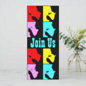 PopArt Wine Tasting Silhouette 4 Stappen Uitnodigi Kaart (Staand voorkant)