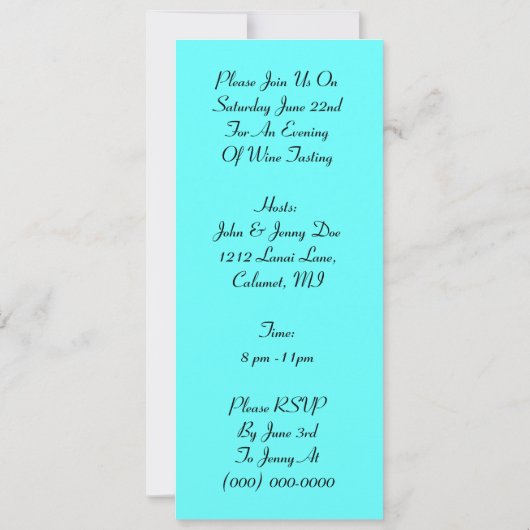 PopArt Wine Tasting Silhouette 4 Stappen Uitnodigi Kaart (Achterkant)