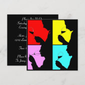 PopArt Wine Tasting Silhouette 4 Stappen Uitnodigi Kaart (Voorkant / Achterkant)