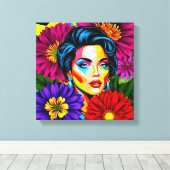 Popartportret  canvas afdruk (Insitu (Houten vloer))
