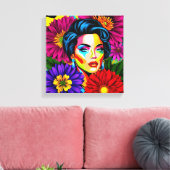 Popartportret  canvas afdruk (Insitu (Woonkamer))