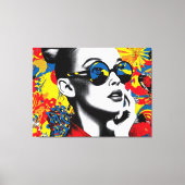 Popartvrouw met zonnebril canvas afdruk (Voorkant)