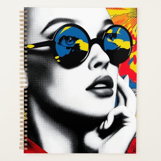 Popartvrouw met zonnebril planner (Voorkant)