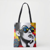 Popartvrouw met zonnebril tote bag (Voorkant)