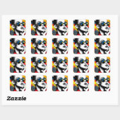 Popartvrouw met zonnebril vierkante sticker (Vel)