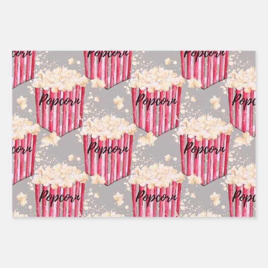 Popcorn 3 pack Gift Wrap Inpakpapier Vel (Voorkant 2)