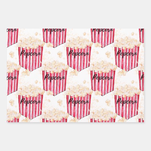 Popcorn 3 pack Gift Wrap Inpakpapier Vel (Voorkant)